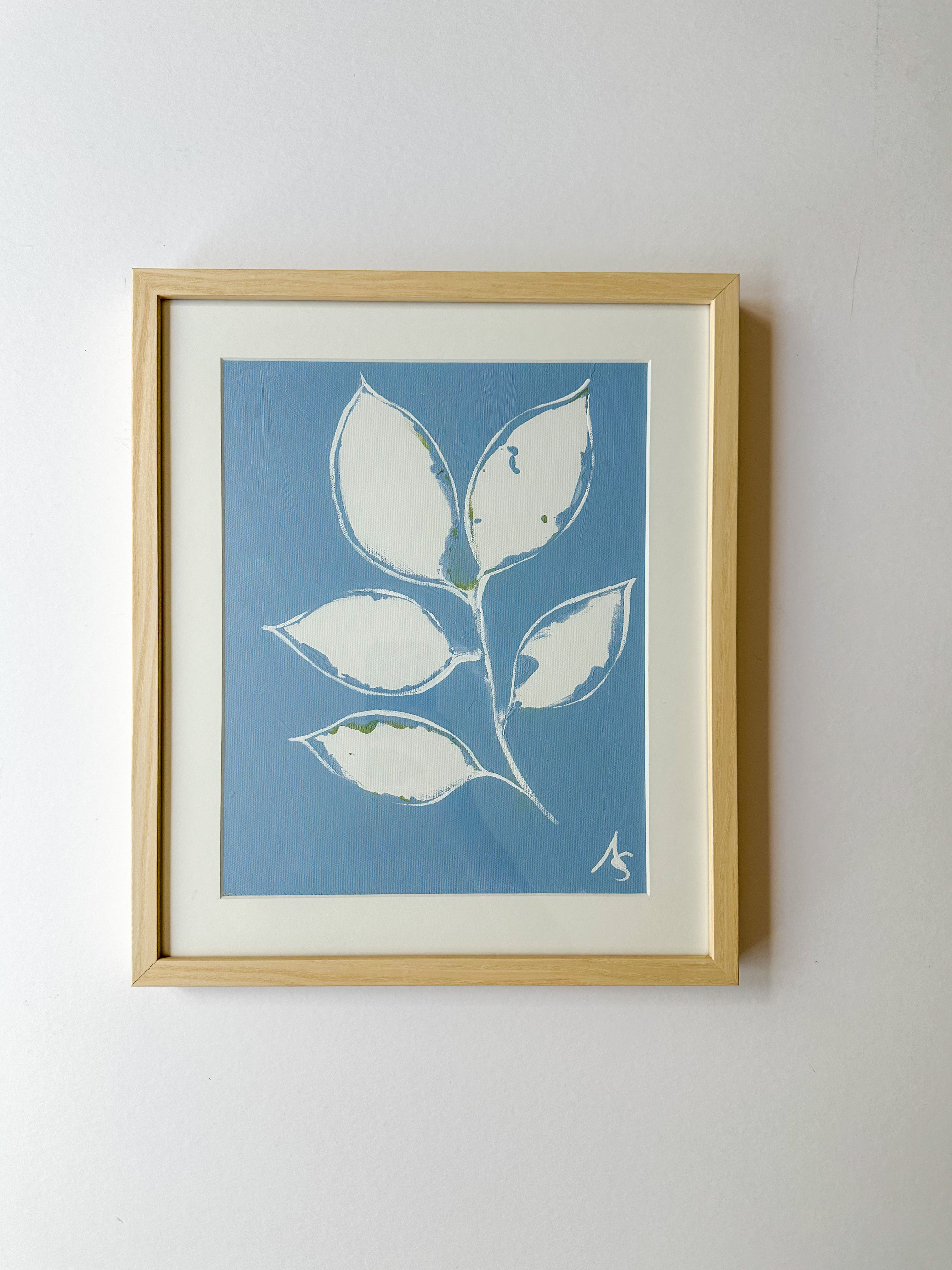 13 x 16 Periwinkle Blue Stem Series in Blonde Frame VI