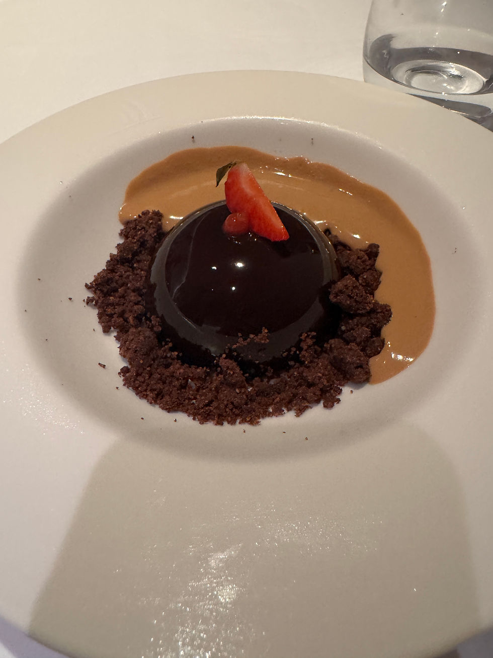 A chocolate dome Dessert, PONANT, Sarasota Cruise Agency