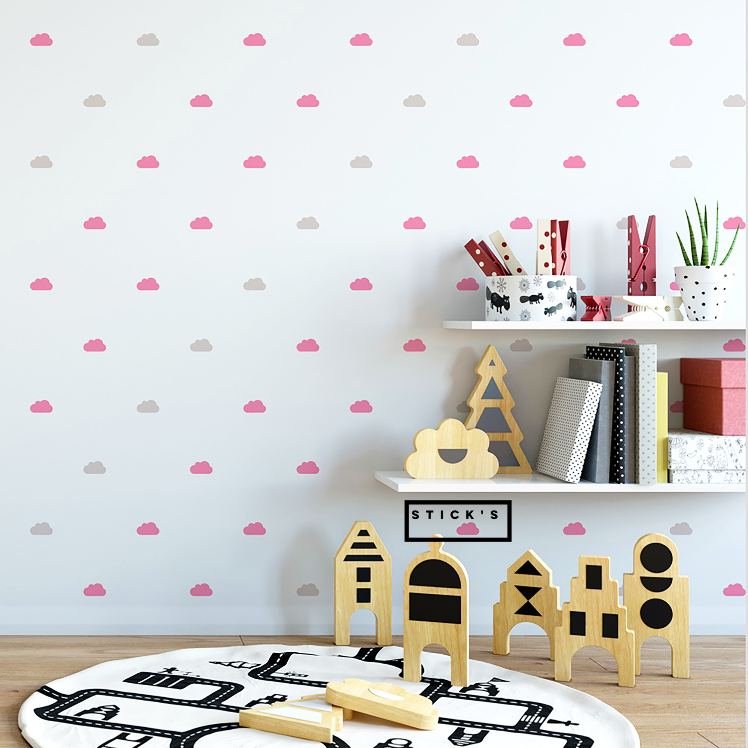 טפט קיר מהיר - עננים קטנים