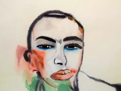Head Francesco Clemente, 1983–84, watercolour on paper, 39 × 53 in. (99 × 135 cm).