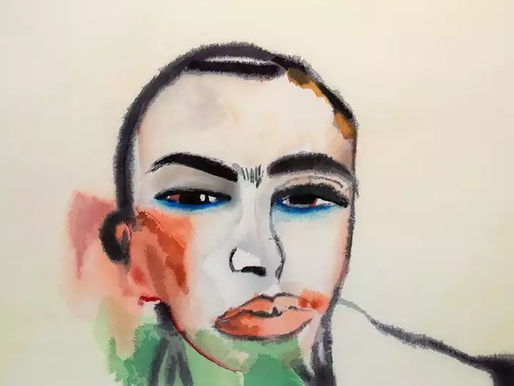 Head Francesco Clemente, 1983–84, watercolour on paper, 39 × 53 in. (99 × 135 cm).
