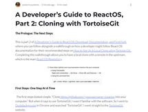 Title graphic for “A Developer’s Guide to ReactOS, Part 2: Cloning with TortoiseGit” featuring ReactOS logo and Git icon.