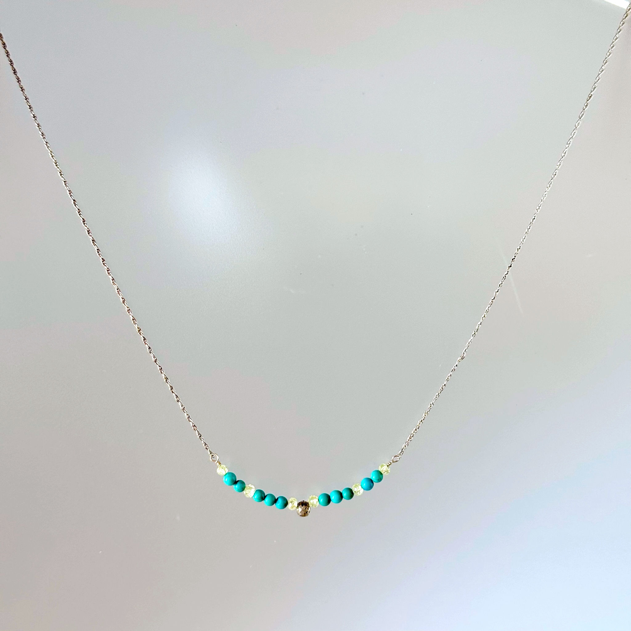 Diamond beads , Gold, & Turquoise Necklace
