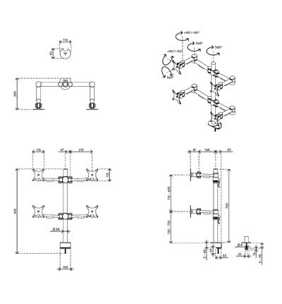 Miniatura: Braço de monitor quadruplo Viewmate - Dataflex
