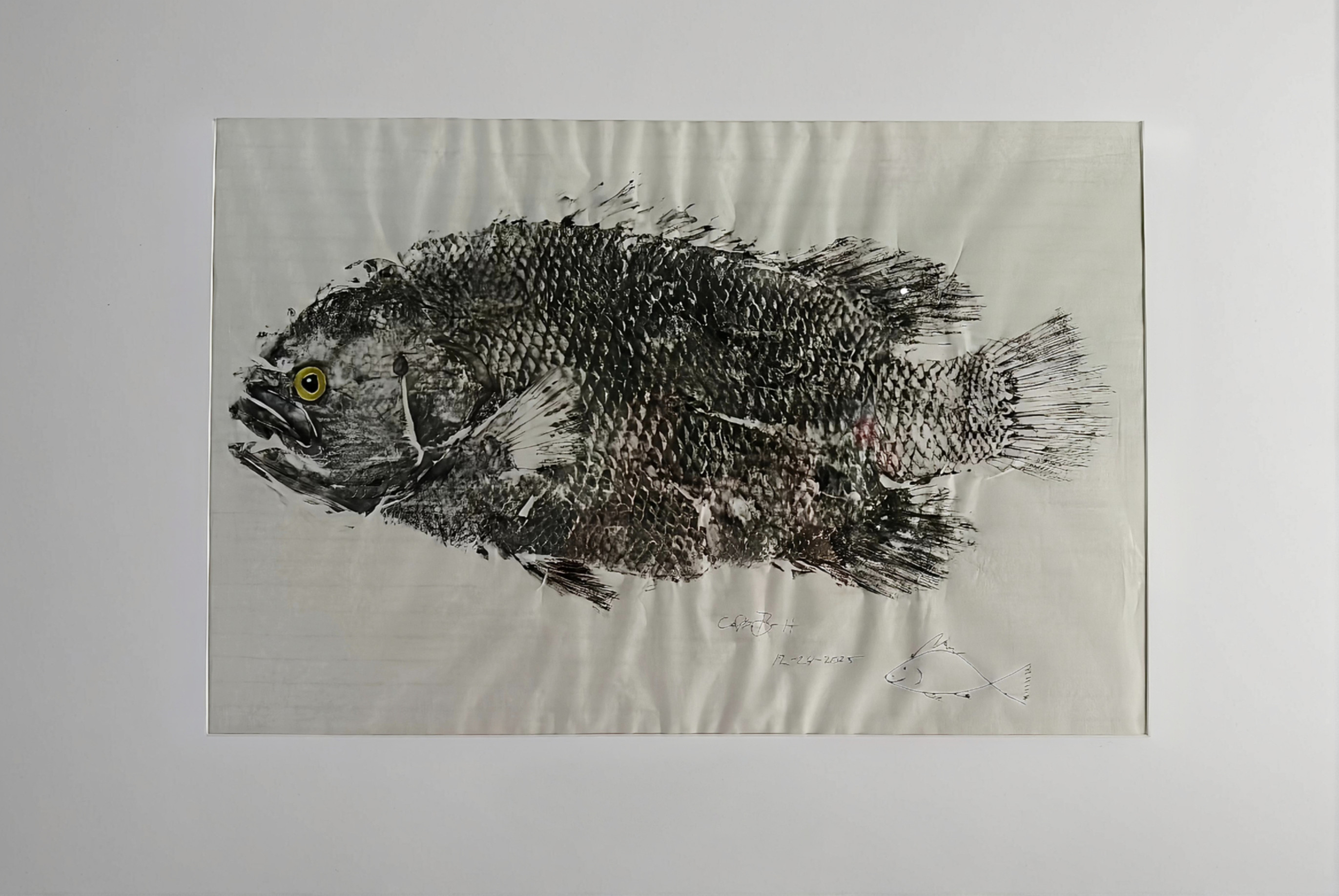 Triple Tail Gyotaku 20x30