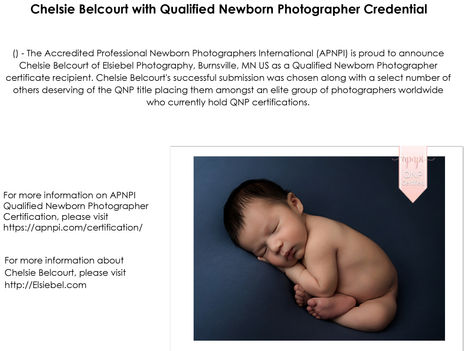 Certification Earned: Qualified Newborn Photographer - Accredited Professional Newborn Photographers International