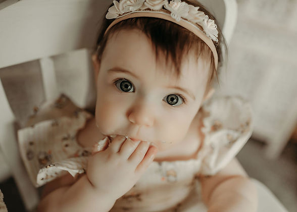 Baby girl portrait with soft natural light photographed by Elsiebel Photography, a luxury family photographer serving Burnsville, MN