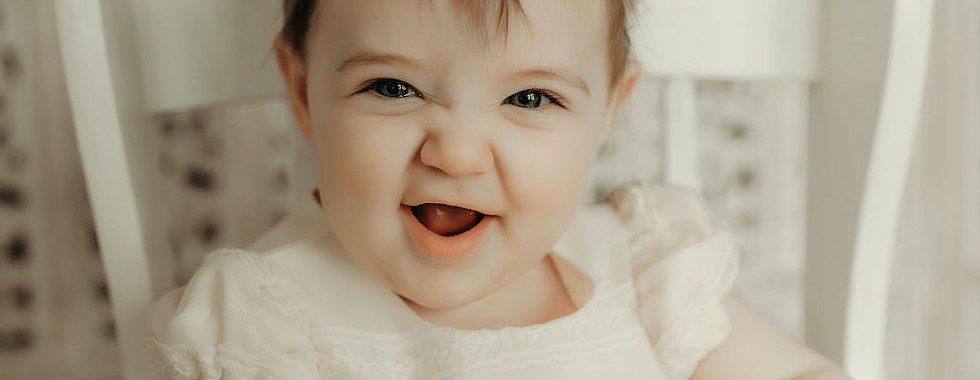 Timeless baby milestone portrait from Maple Grove Minnesota cake smash photography session.