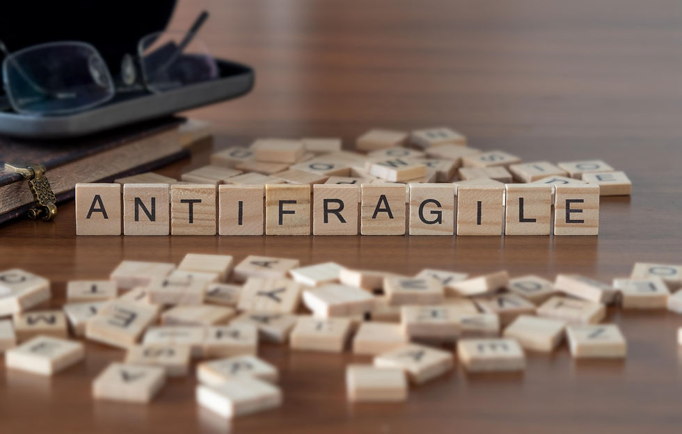 antifragile spelled out in wooden letters
