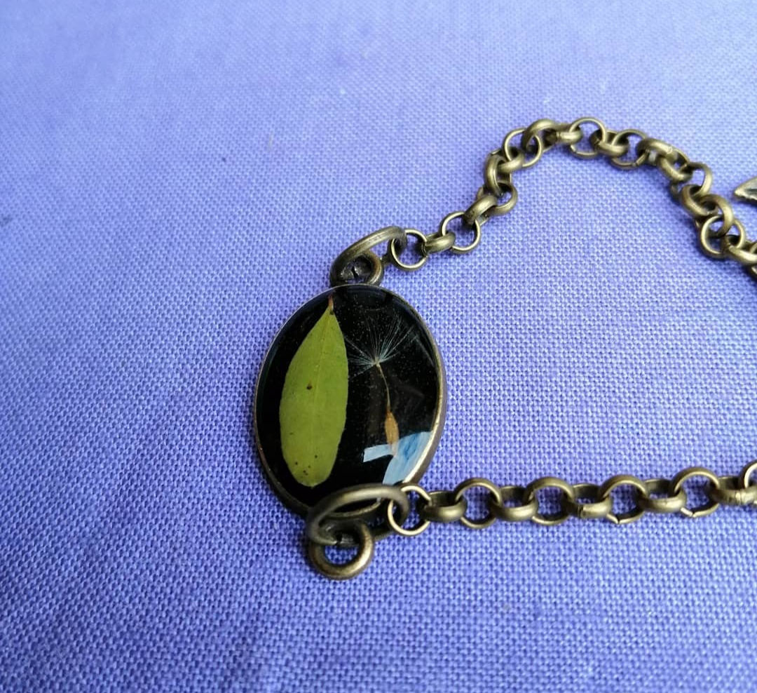 Bracciale con foglia e seme di Soffione
