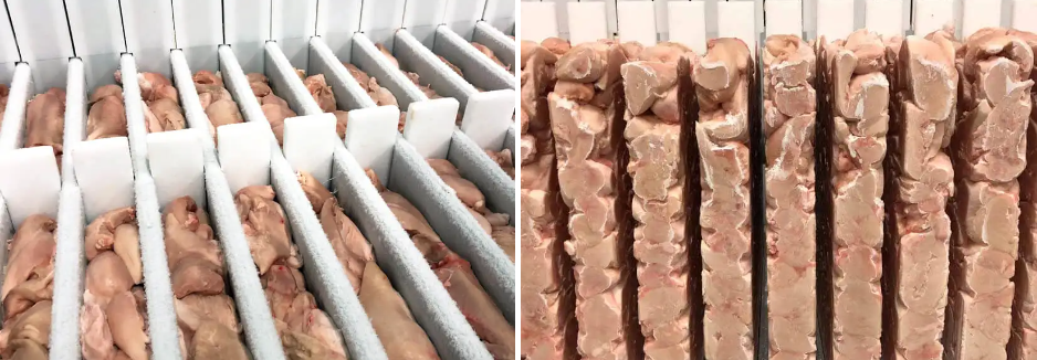 Diagrama del efecto de congelación de carne en el congelador de placas verticales