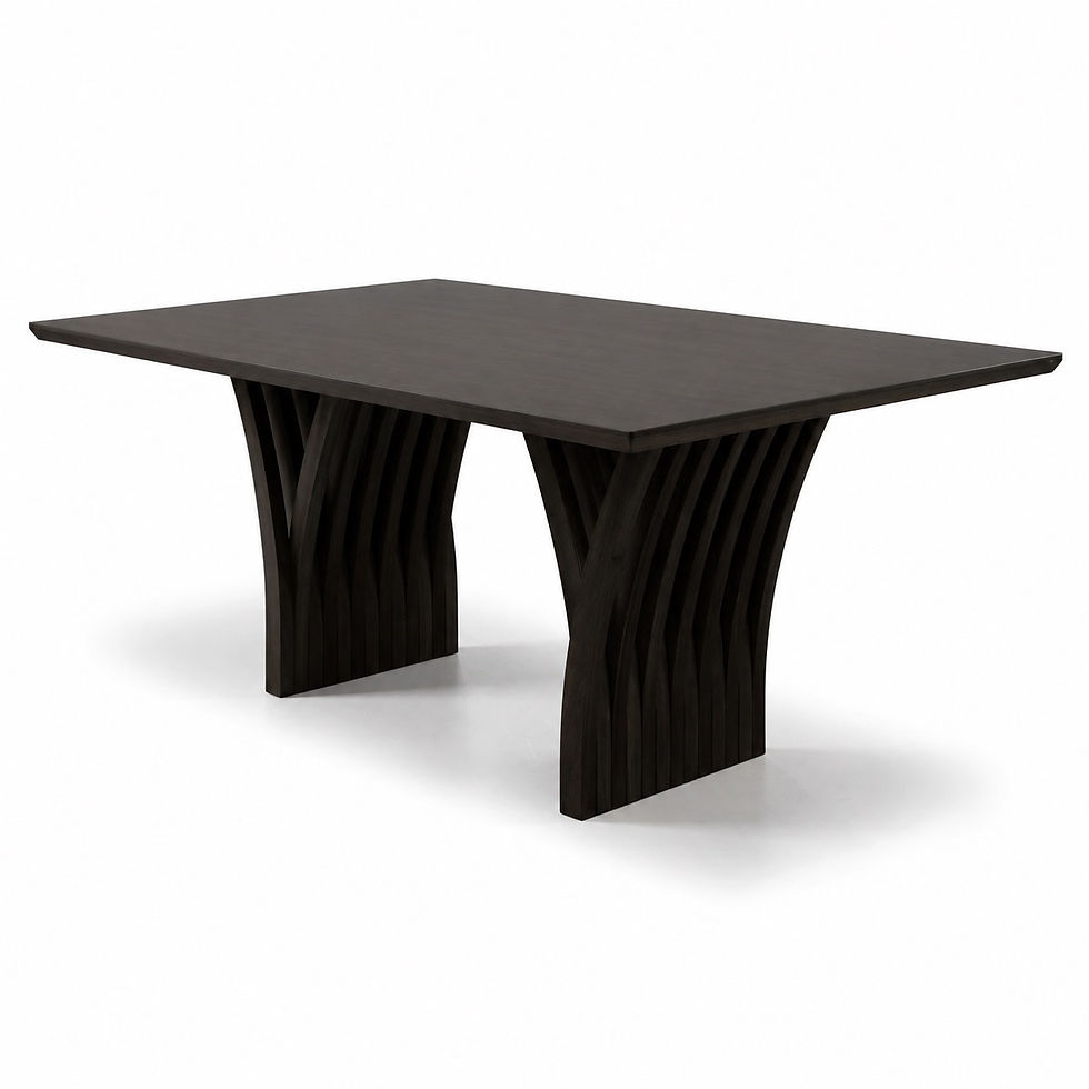 Miniatura: Mesa 6 a 12 Lugares Brendy Madeira Maciça com Vidro Off White Perolizado