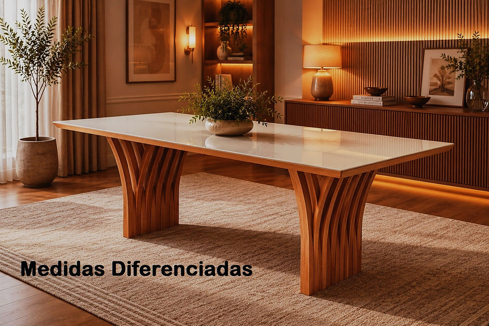 Miniatura: Mesa 6 a 12 Lugares Brendy Madeira Maciça com Vidro Off White Perolizado