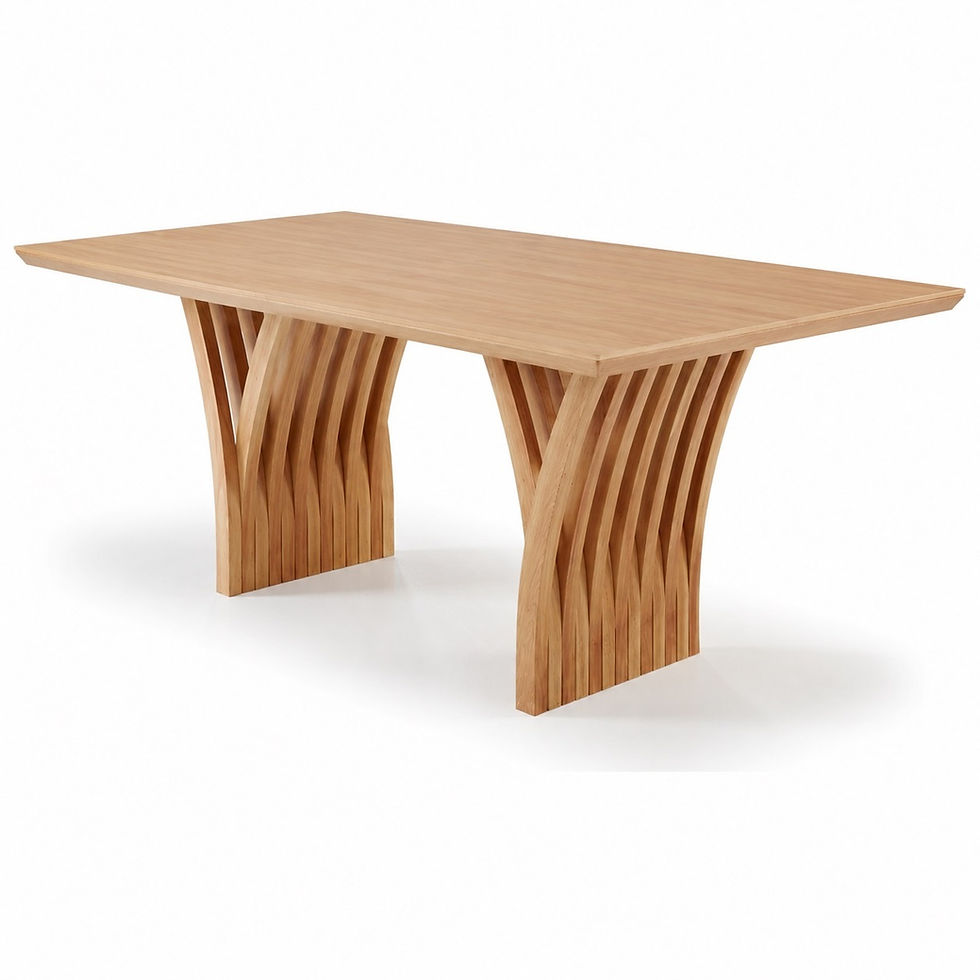 Miniatura: Mesa 6 a 12 Lugares Brendy Madeira Maciça com Vidro Off White Perolizado
