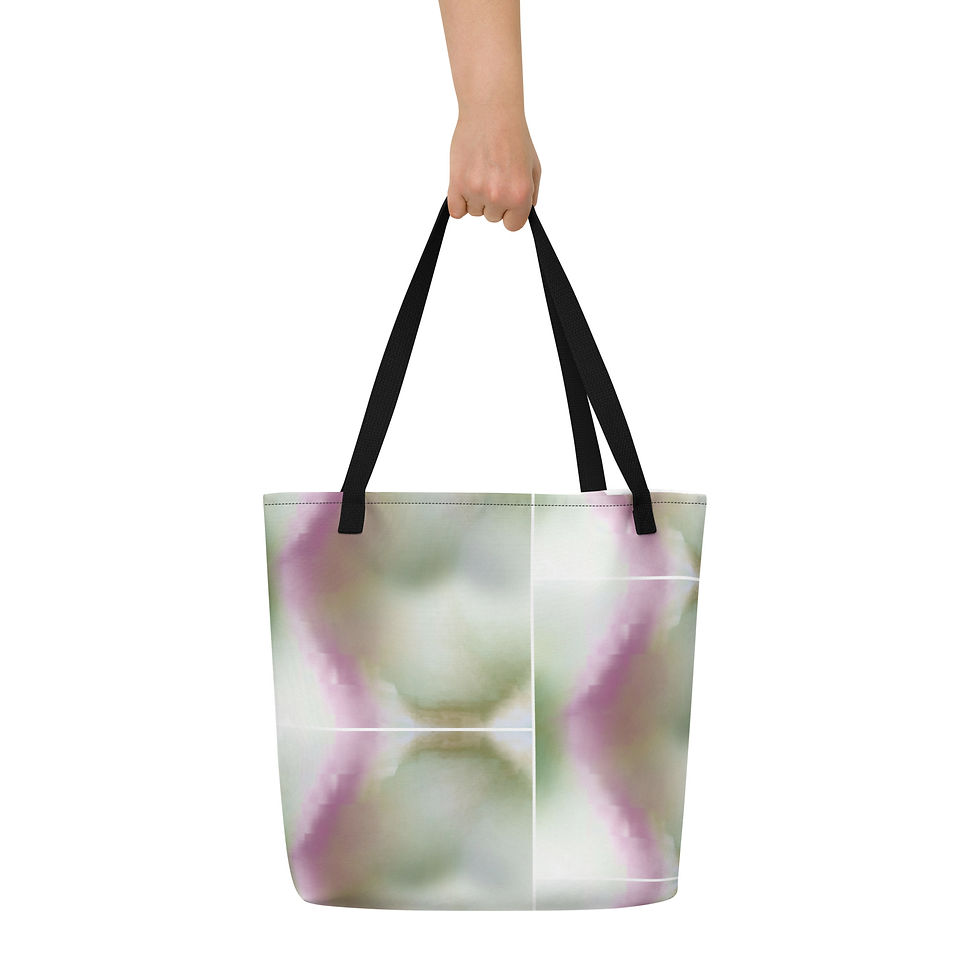 Thumbnail: Back view of The Convergence DAHT all-over print tote bag for shopping, travel, and everyday use