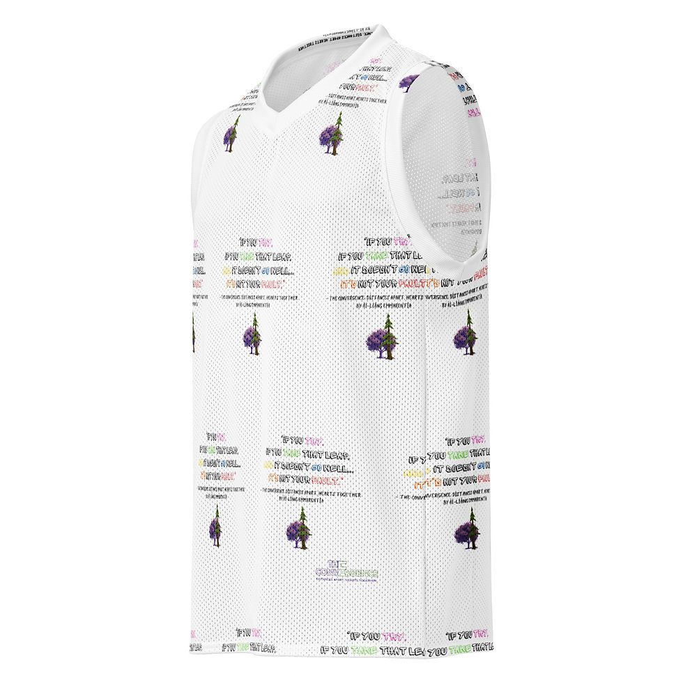 Thumbnail: Side profile of The Convergence DAHT basketball jersey showcasing breathable heavyweight tricot mesh fabric