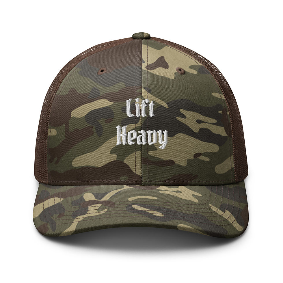 Thumbnail: LIFT HEAVY Camouflage trucker hat