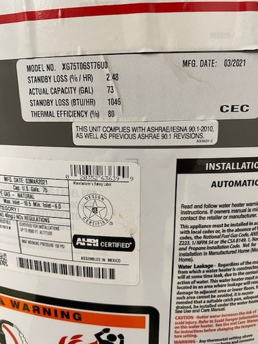 Rheem XG75T06ST76U0 | Haiges Machinery