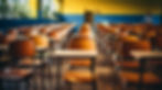 Empty classroom desks ready for students