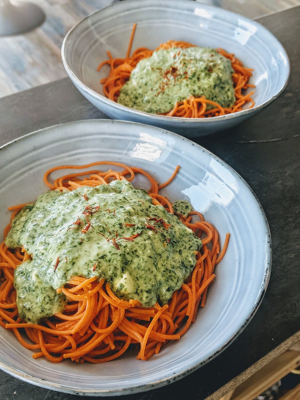 Spaghettis au quinoa et crème mâche-feta