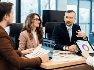 Sales professional discussing influencer marketing opportunities with prospective clients