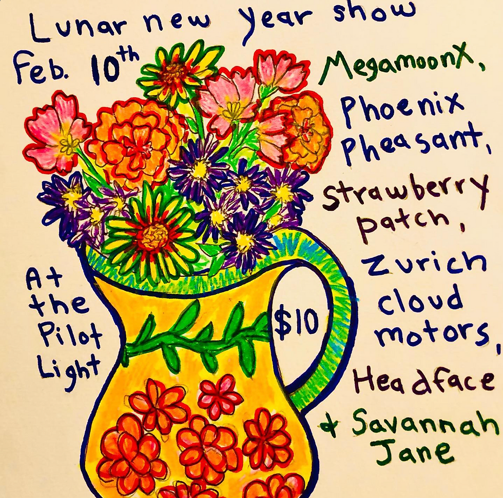 MegamoonX, Phoenix Pheasant, Strawberry Patch, Zurich Cloud Motors, Headface, Savannah Jane