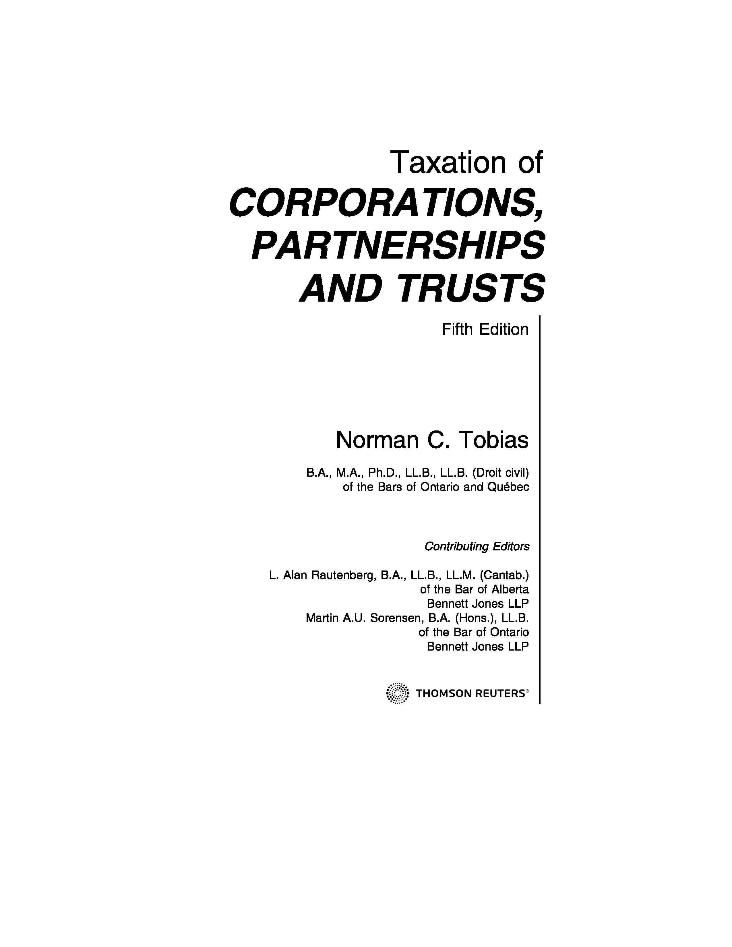 Taxation of Corporations, Partnershi