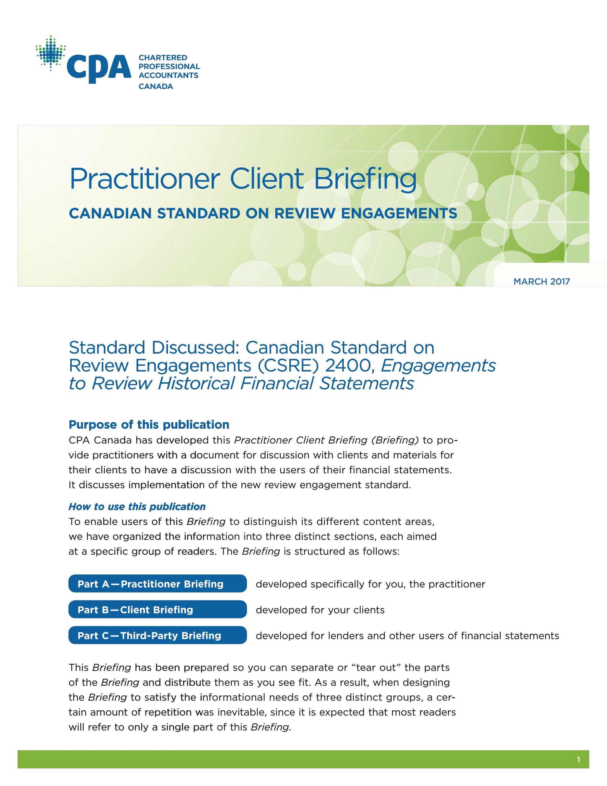 Practitioner Client Briefing: Canadi