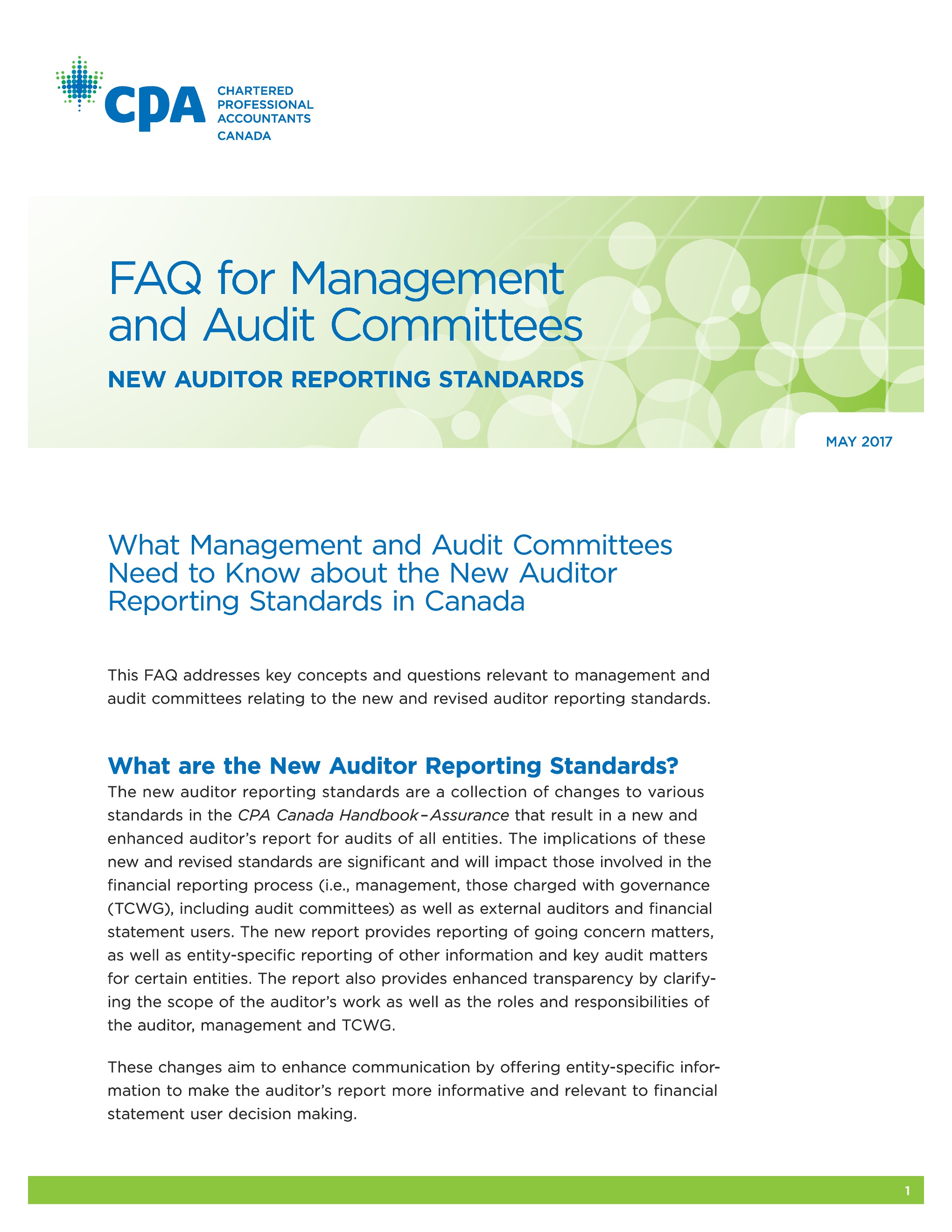 CPA Canada, FAQ for Management and A
