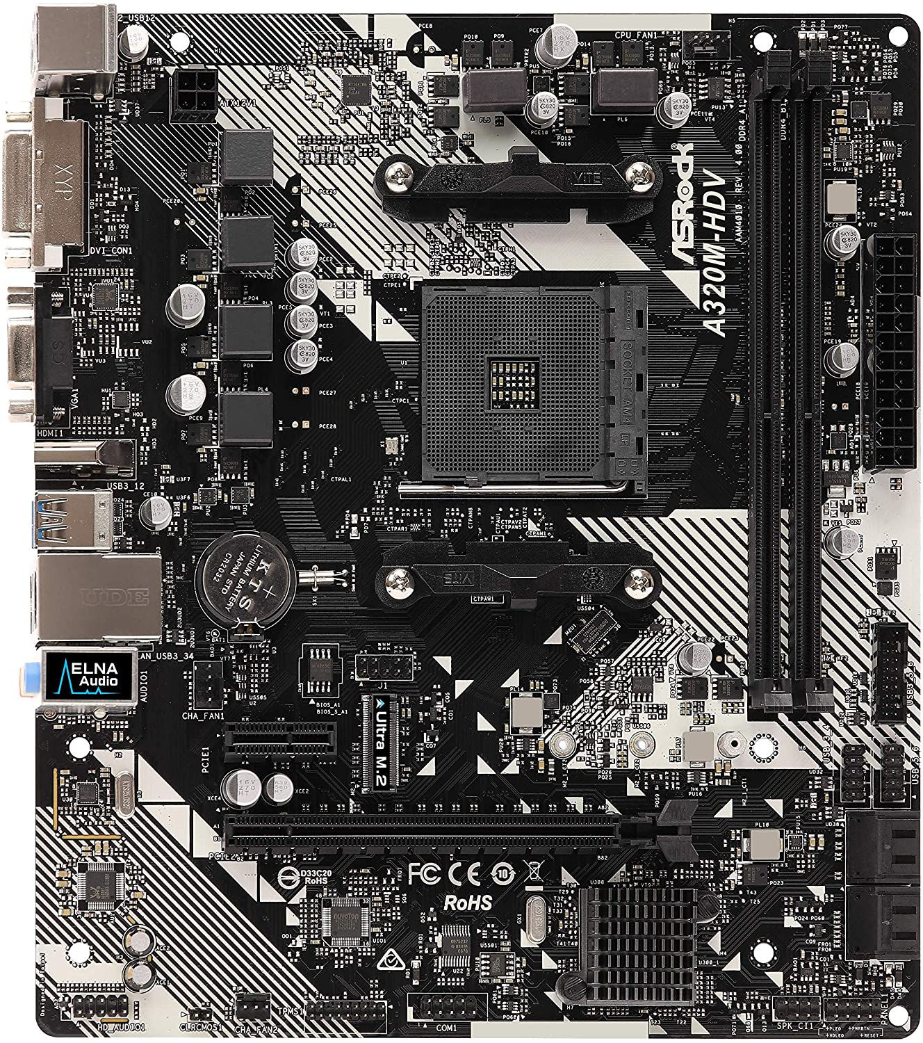 ASRock AMD Ryzen AM4 Compatible with A320 Chip MicroATX Motherboard A320M-HDV
