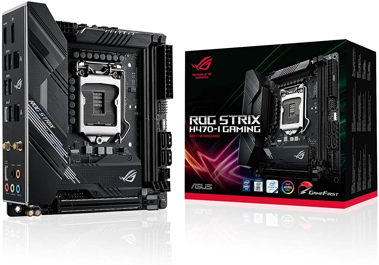 Asus Motherboard ROG Strix H470-I Gaming LGA1200 DDR4 Display Port/HDMI Mini ITX