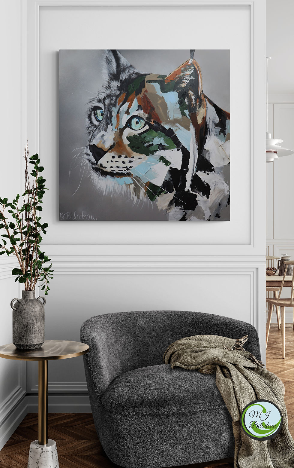 Miniature : Peinture lynx abstrait au couteau