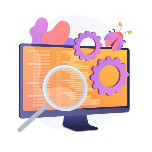Visual representation of software testing, featuring quality assurance processes and test automation to ensure reliable and error-free software performance
