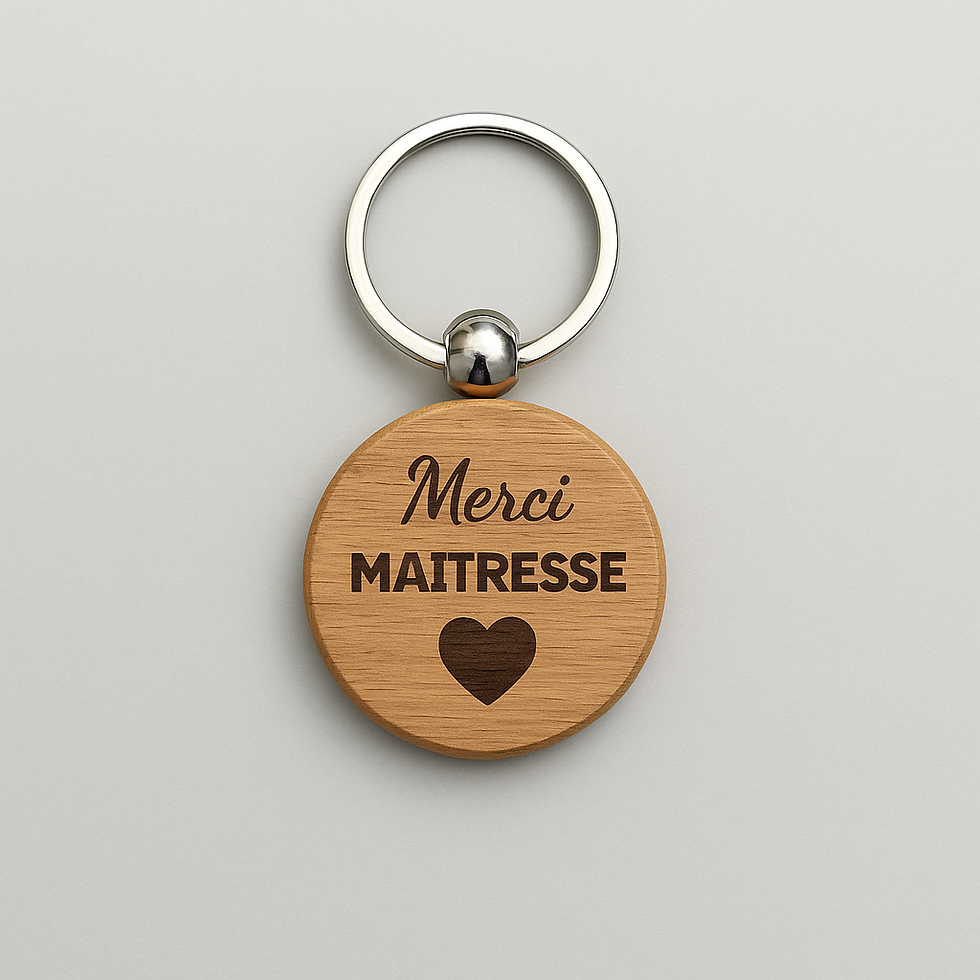 Miniature : porte clé en bois gravé merci maitresse