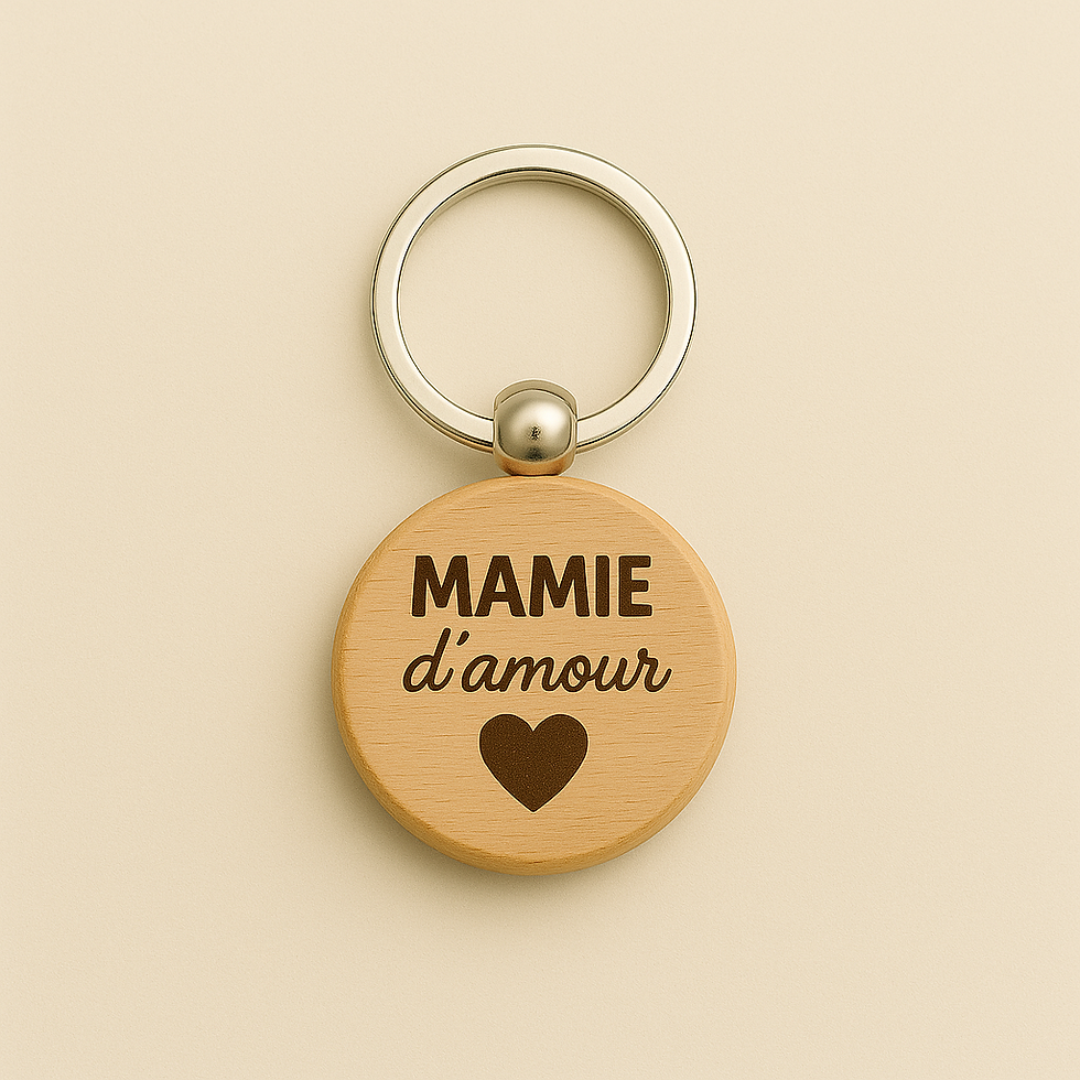 Miniature : porte clé en bois gravé mamie d'amour