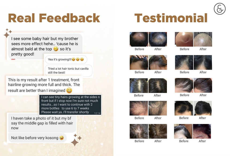 Does Cavilla Hair Tonic really works? This is the real feedback and testimonial from our customer who are benefits from Cavilla hair tonic.