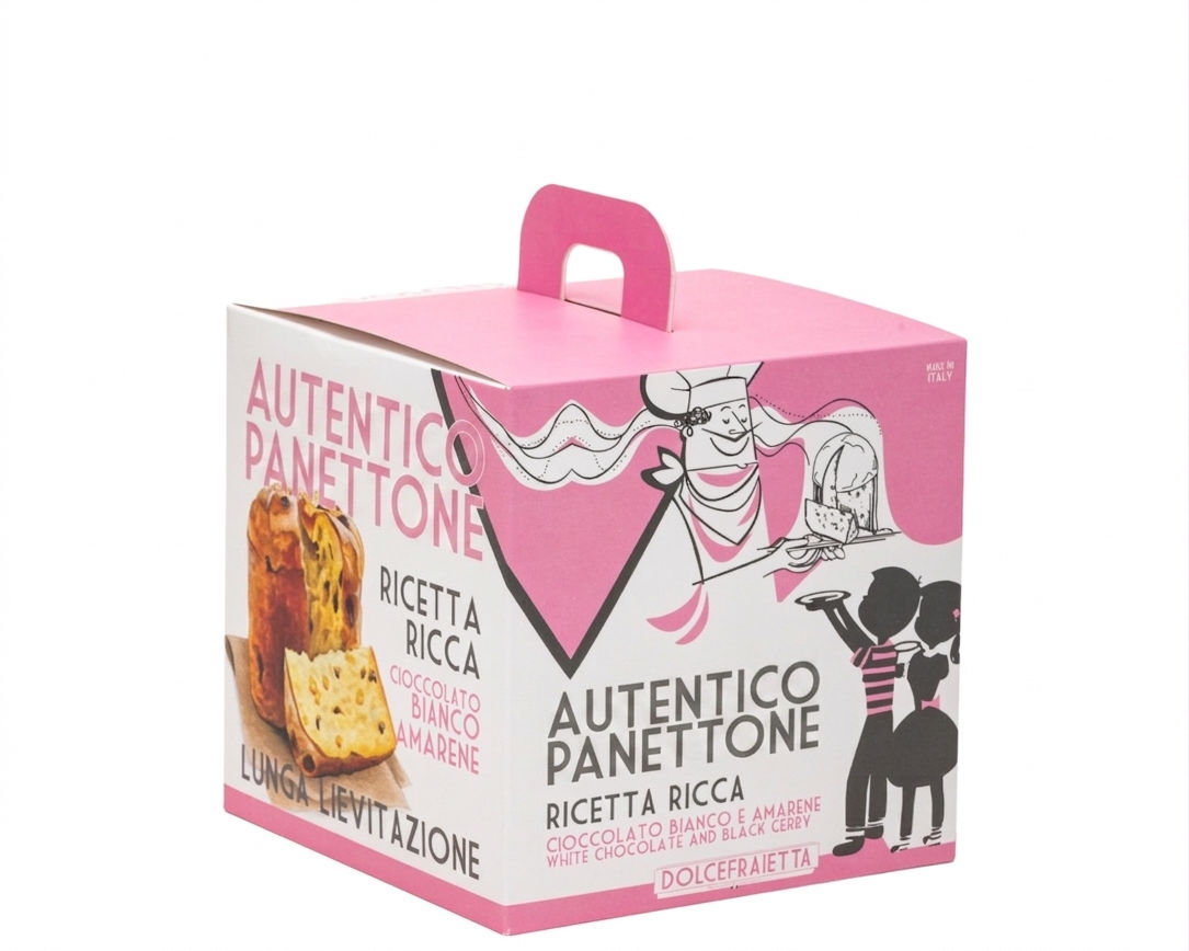 Panettone con cioccolato bianco ed amarene Scatola 1kg