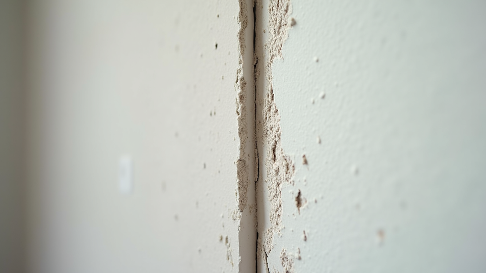 Close-up view of drywall installation in progress showing joint taping and mudding