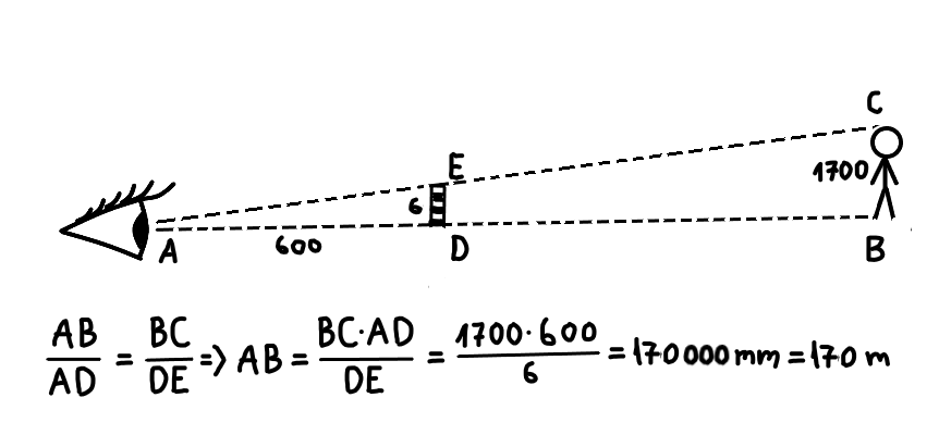 distance calculation using similar triangles