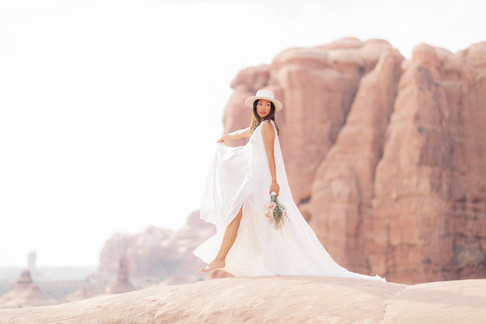 bride walking barefoot arches