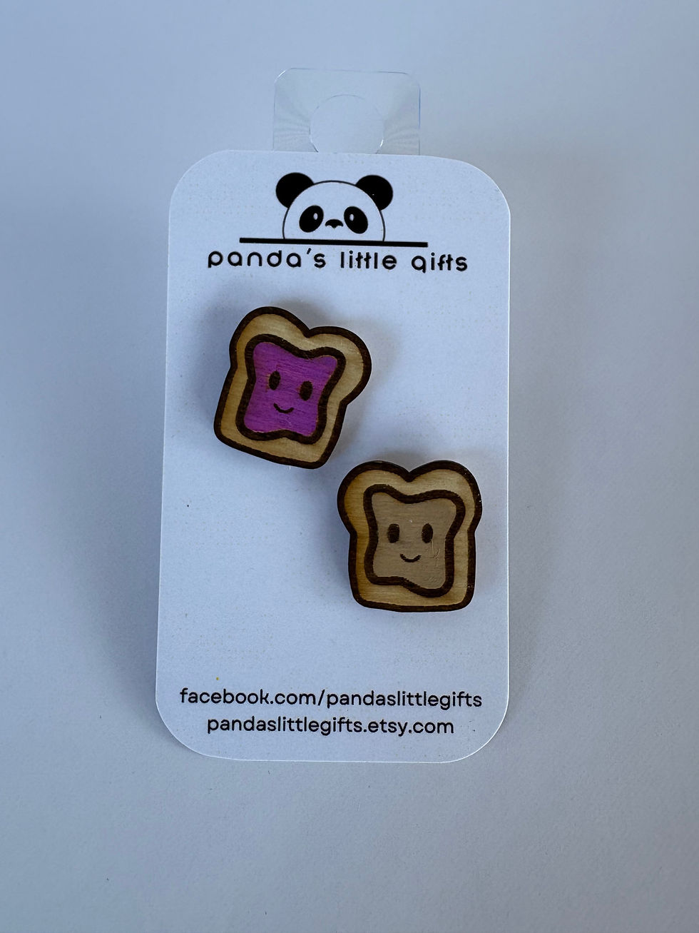 PB & J Peanut Butter and Jelly Wooden Buddy Pin Set