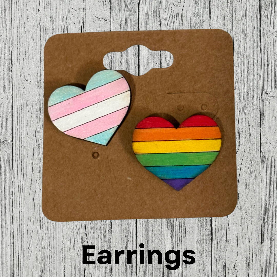 Pride Rainbow and Trans Heart Earrings