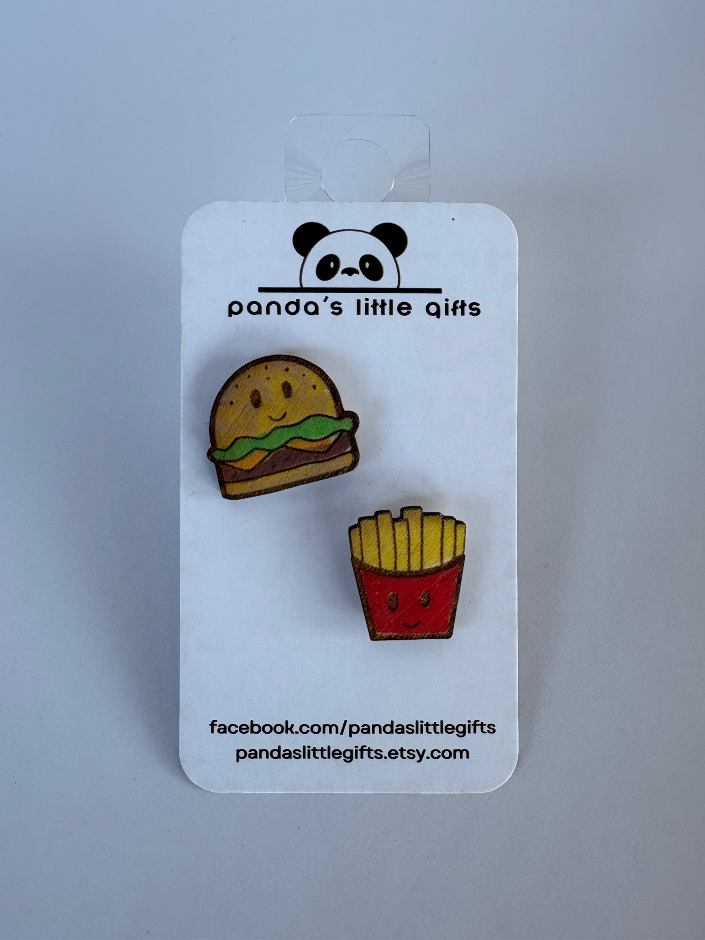 Hamburger & Fries Wooden Buddy Pin Set