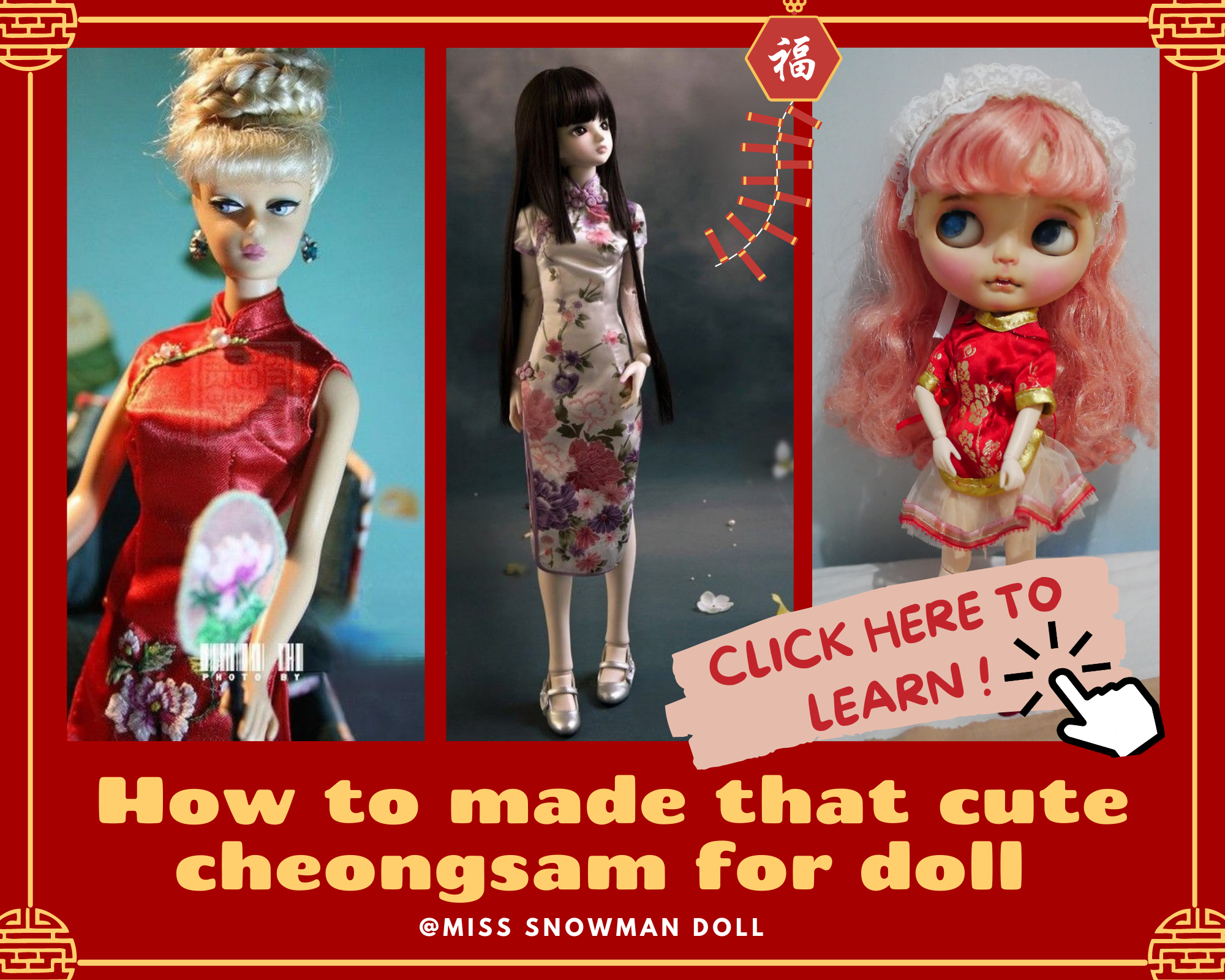 Free Download Pattern - How to make a cheongsam for dolls