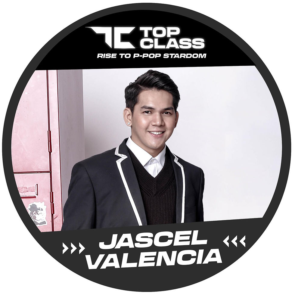 Jascel Valencia in black suit for Top Class Rise to P-Pop Stardom show