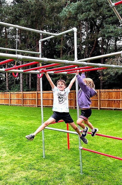 Monkey bars being used
