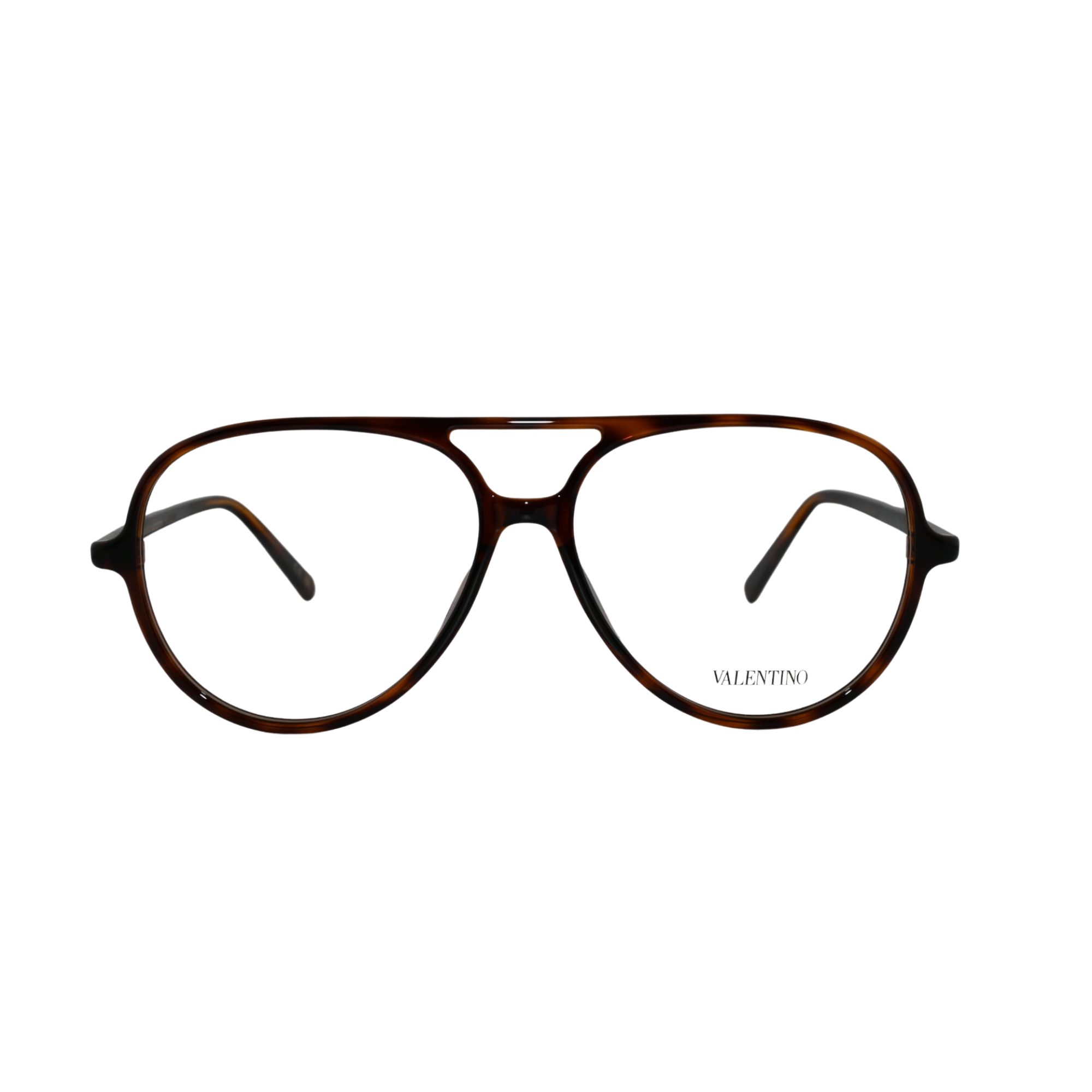 Lunettes de vue Valentino VG0023O, forme aviateur à double pont, coloris écaille havane foncée
