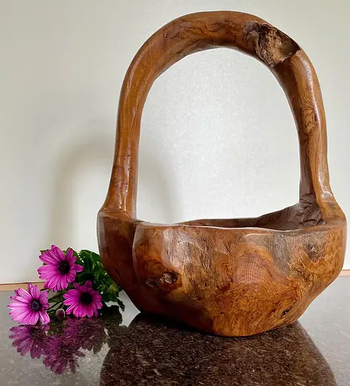 Handcrafted wooden decorative basket