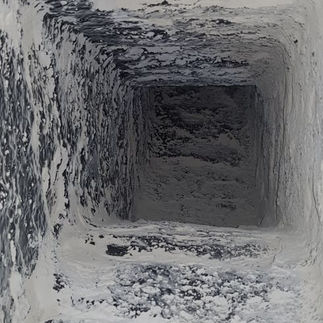 Chimney flue showing soot and creosote buildup