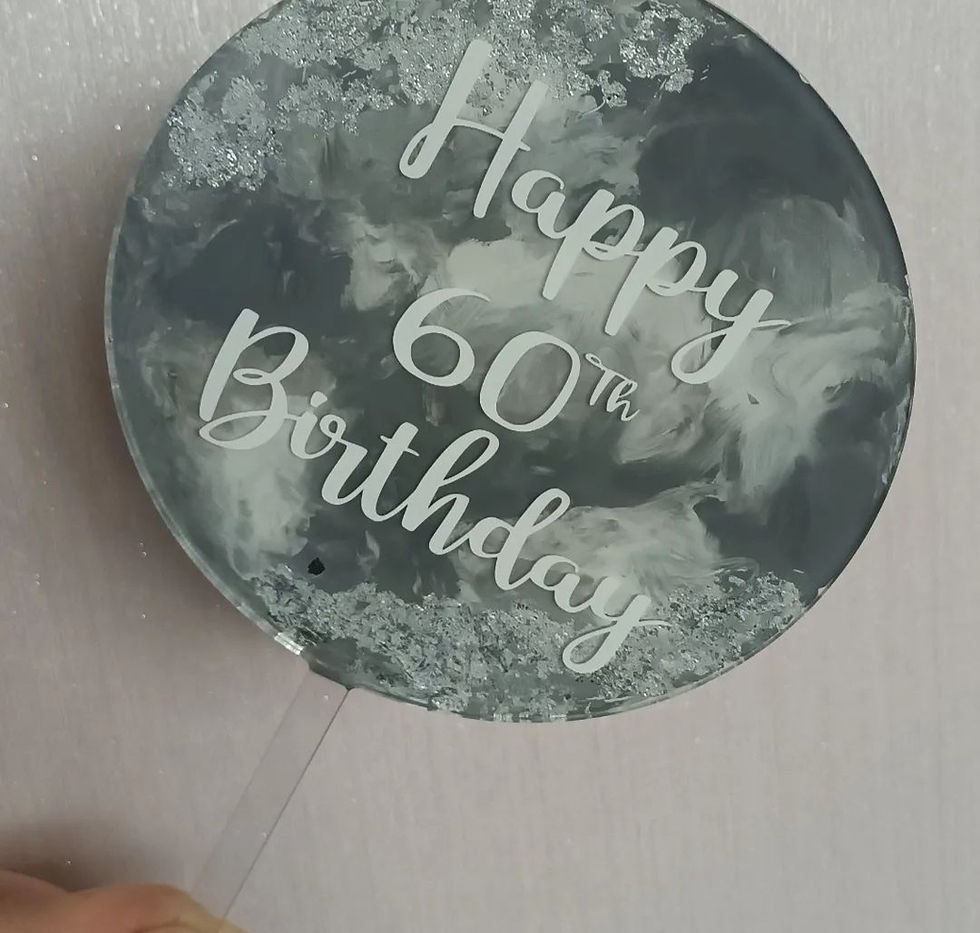 Thumbnail: Marble effect birthday cake topper